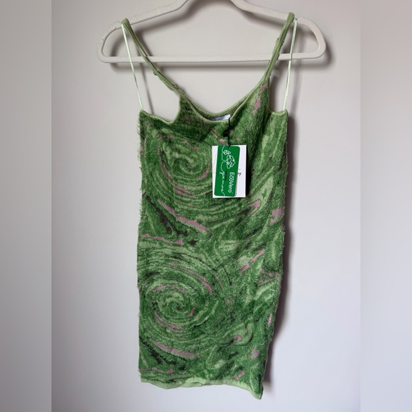 House of Sunny Dresses & Skirts - House of Sunny Green Swirl-Textured cut out back mini dress